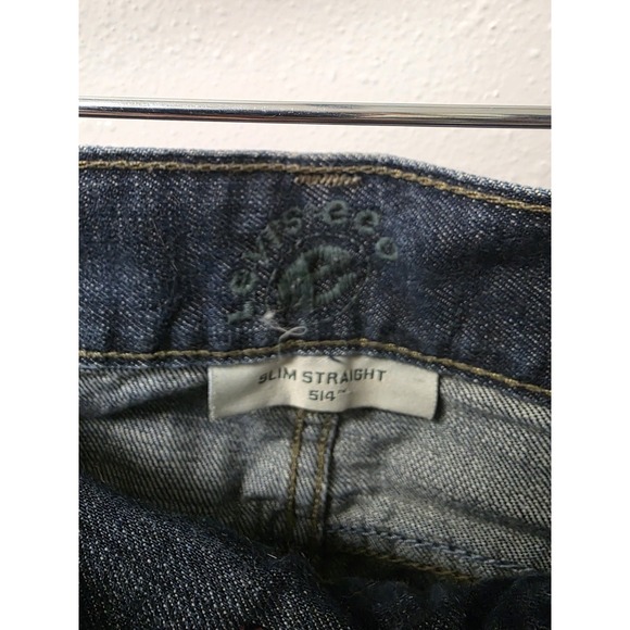Levi's 514 Slim Straight Jeans Men's W34 L34 Blue‎ Denim Green Tab Rare Eco Line - Picture 3 of 8